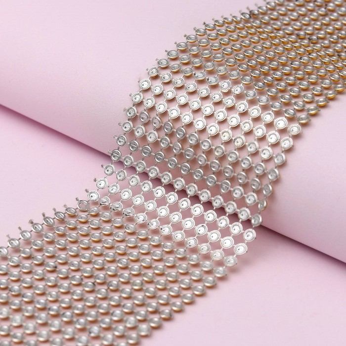 Лента с имитацией выпуклых страз, 5,75 см, 9 &plusmn; 1 м, цвет золотой