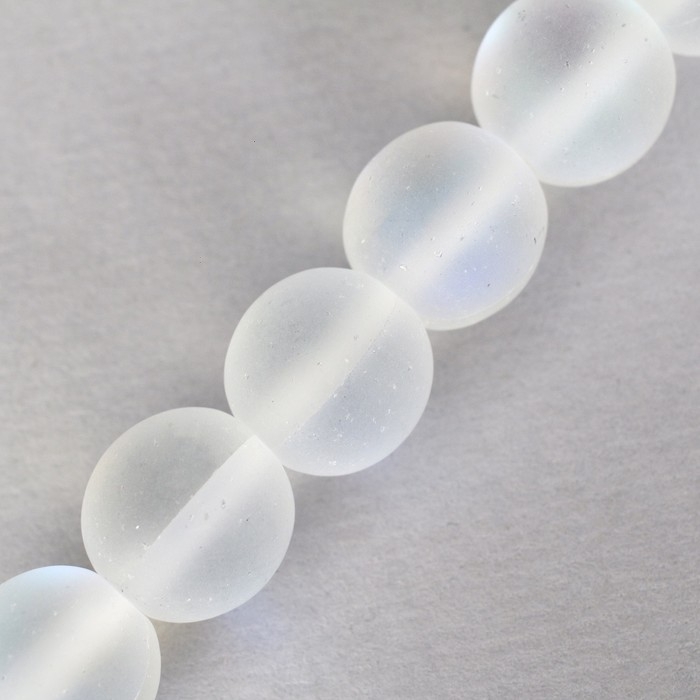 Бусины из натурального камня &laquo;Кошачий глаз&raquo;, набор 46 шт., размер 1 шт. &mdash; 8 мм, матовый белый