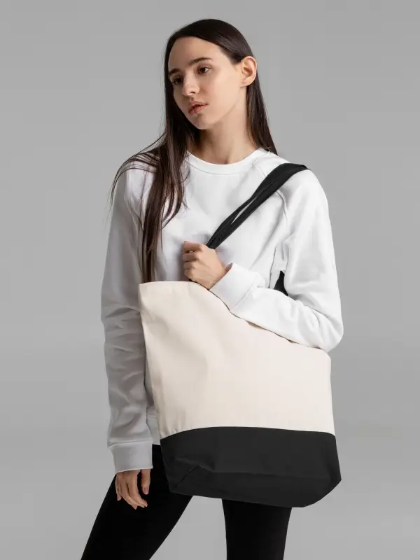 Сумка для покупок на молнии Shopaholic Zip, неокрашенная с черным Сумка для покупок на молнии Shopaholic Zip, неокрашенная с черным