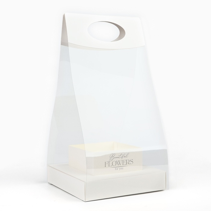 Коробка подарочная складная переноска для цветов, упаковка, &laquo;Чистота&raquo;, 20 x 20 x 4 см