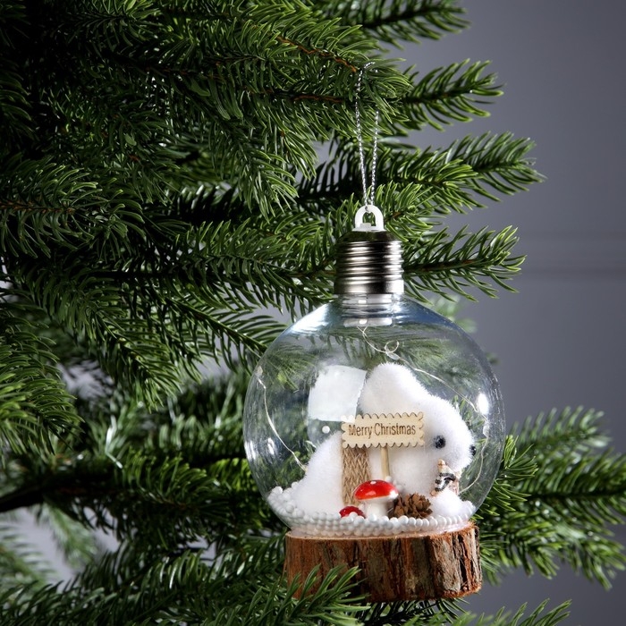 Ёлочный шар «Заяц», батарейки, 1 LED, свечение тёплое белое Ёлочный шар «Заяц», батарейки, 1 LED, свечение тёплое белое