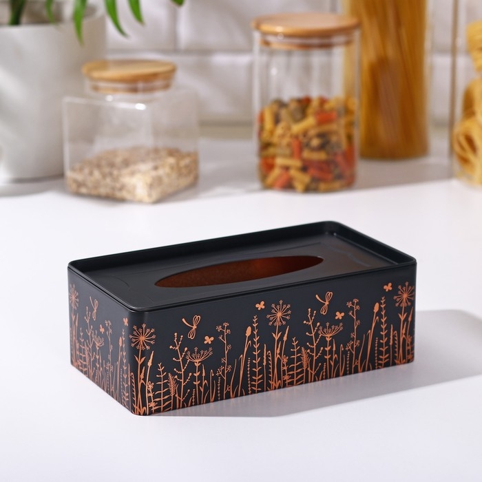 Подставка для салфеток «Луг», 21,5×11,5×7 см, цвет чёрный Подставка для салфеток «Луг», 21,5×11,5×7 см, цвет чёрный