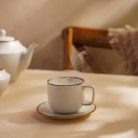 Чайная пара фарфоровая SL Home &laquo;Волна в камне&raquo;, 2 предмета: чашка 200 мл, блюдце d=12,5 см, цвет белый