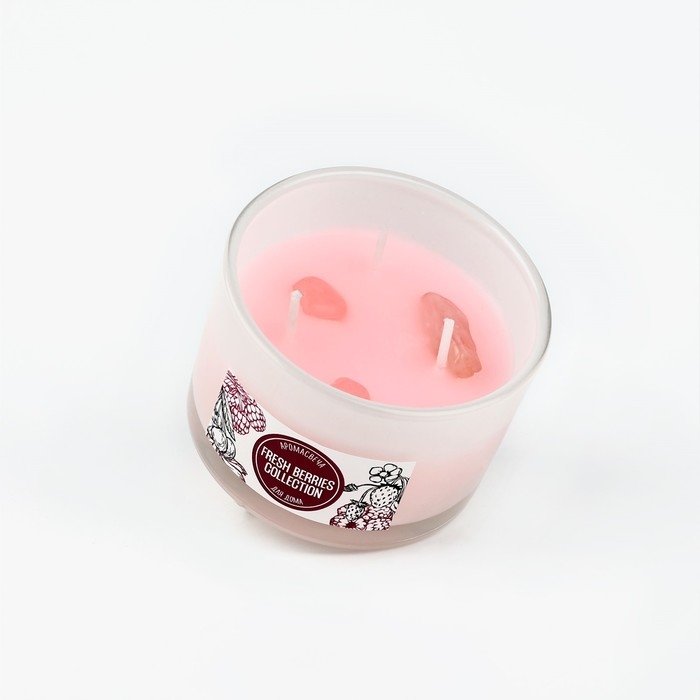 Свеча ароматическая в стекле &laquo;Fresh&raquo; с натуральными камнями: ягоды, 6,8 х 5 см.