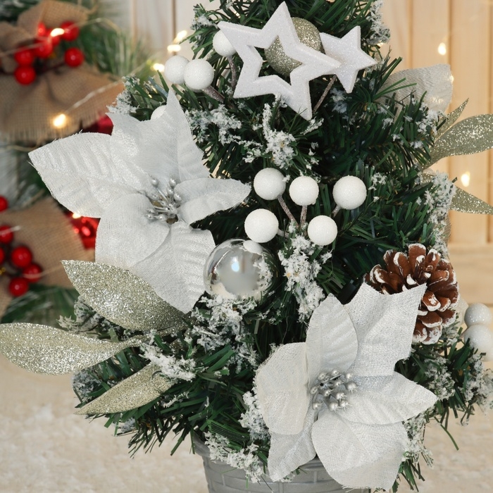 Ёлка декор "Пуансетия белая" 36х19 см