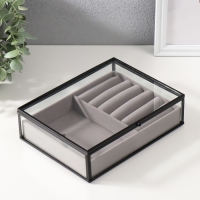 Шкатулка стекло с металлическим каркасом "Мерлин" светлая 16х20х6 см Шкатулка стекло с металлическим каркасом "Мерлин" светлая 16х20х6 см