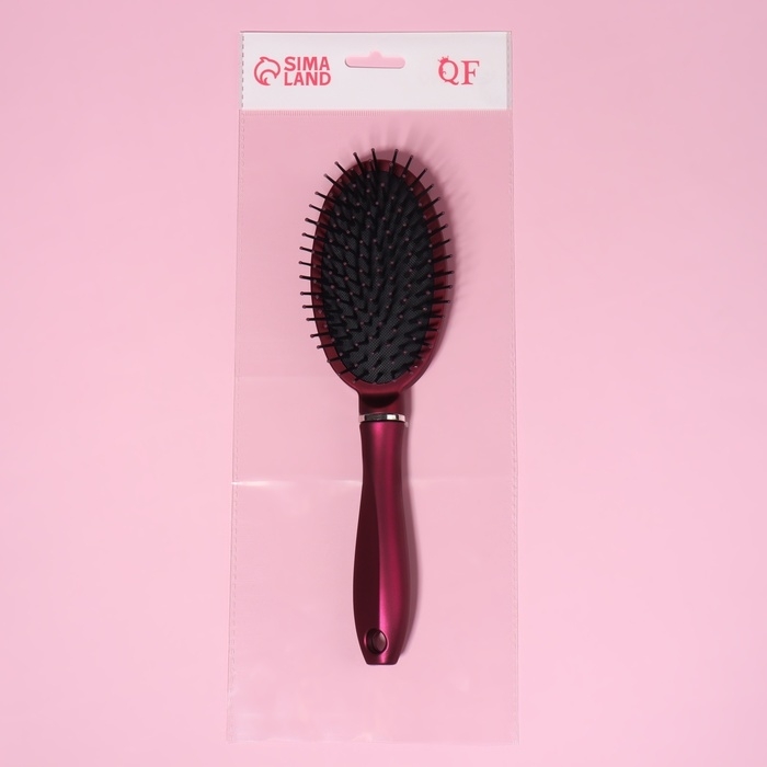 Расчёска массажная, прорезиненная ручка, 7 × 24 см, цвет фиолетовый Расчёска массажная, прорезиненная ручка, 7 × 24 см, цвет фиолетовый