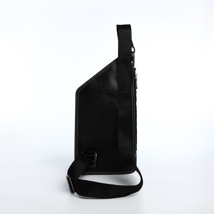 Сумка-слинг мужская из искусственной кожи, цвет чёрный Сумка-слинг мужская из искусственной кожи, цвет чёрный