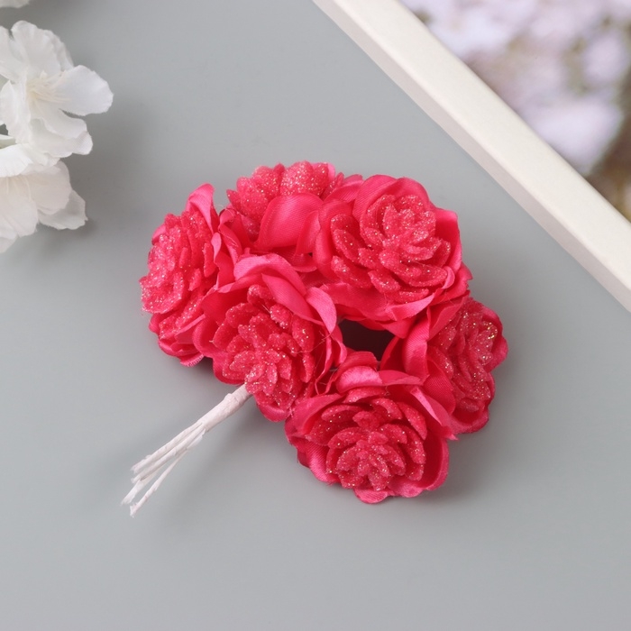 Декор для творчества Декор для творчества "Камелия" малиновый (1 набор=1 букет) в букете 6 шт 4х11 см