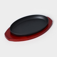 Сковорода чугунная &laquo;Овал&raquo;, 26,5&times;16,5 см, на деревянной подставке