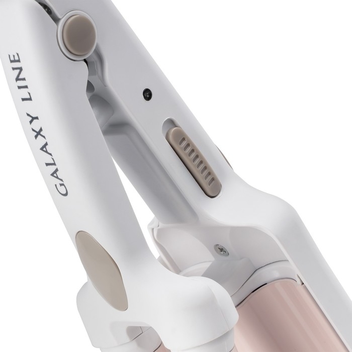 Стайлер Galaxy LINE GL 4667, 40 Вт, керамическое покрытие, d=10 мм, до 180 &deg;C, бело-розовый