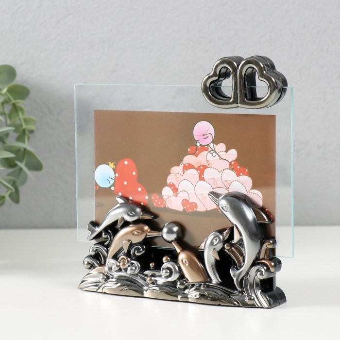 Фоторамка пластик 10х15 см "Дельфины" 14х15х4 см