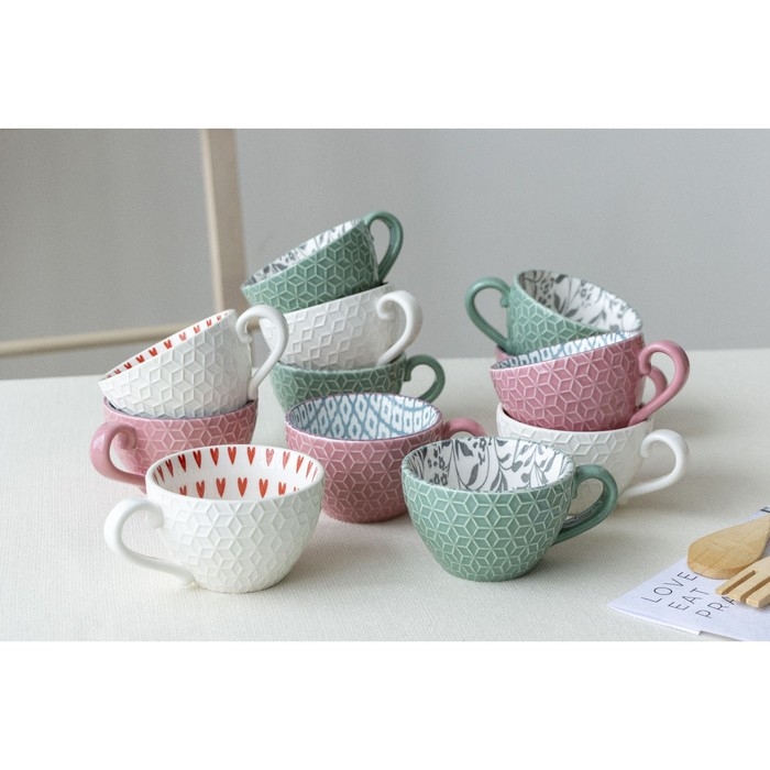 Кружка керамическая &laquo;Листья&raquo;, 290 мл, цвет зелёный