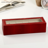 Шкатулка кожзам под часы 6 отделений "Питон бордовый с прожилками" 11х31х7,5 см Шкатулка кожзам под часы 6 отделений "Питон бордовый с прожилками" 11х31х7,5 см