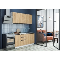 Кухонный гарнитур Стиль 1600, Дуб крафт золотой/Белый/Черный Кухонный гарнитур Стиль 1600, Дуб крафт золотой/Белый/Черный