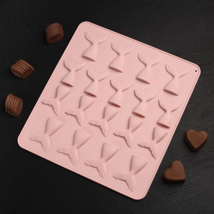 Форма для шоколада Доляна &laquo;Хвост&raquo;, силикон, 25&times;22,5&times;0,4 см, 18 ячеек (5,3&times;4 см), цвет МИКС