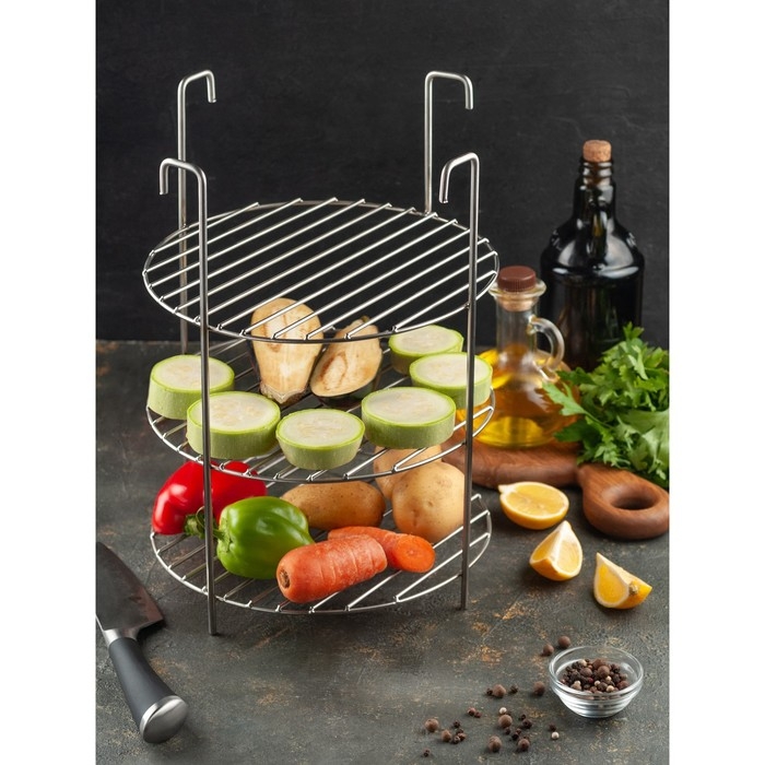 Решетка 3-х ярусная на крестовину тандыра, d-25 см, h-33 см, расстояние между ярусами 10 см Решетка 3-х ярусная на крестовину тандыра, d-25 см, h-33 см, расстояние между ярусами 10 см