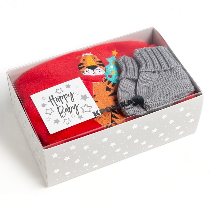 Новогодний подарочный набор Крошка Я &laquo;Тигруля&raquo;, плед 90х100см, пинетки 10-12 см