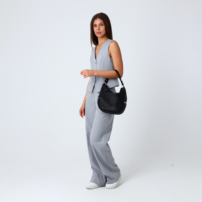 Сумка-мешок на молнии, наружный карман, цвет чёрный Сумка-мешок на молнии, наружный карман, цвет чёрный