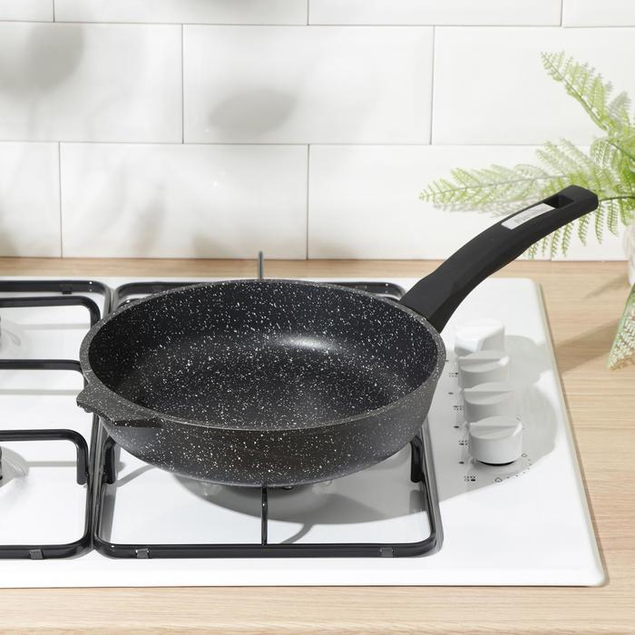 Сковорода &laquo;Гранит Black&raquo; Induction Pro, d=24 см, пластиковая ручка, антипригарное покрытие, цвет чёрный