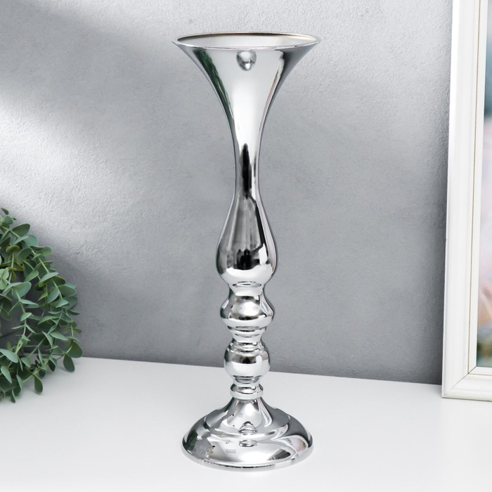 Подсвечник металл на 1 свечу Подсвечник металл на 1 свечу "Изящный" серебристый 38х13х13 см