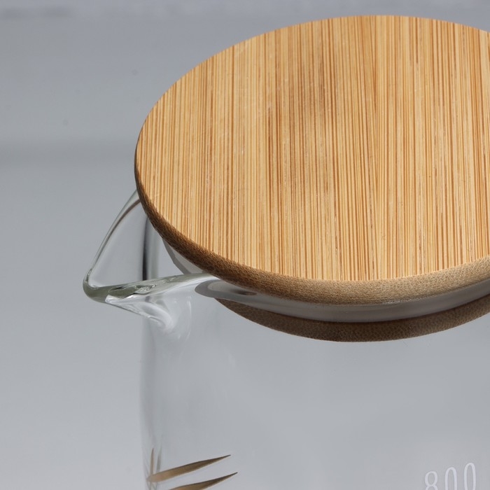 Кувшин стеклянный с бамбуковой крышкой &laquo;Тропики&raquo;, 1000 мл, с крышкой