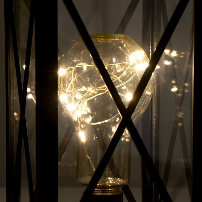 Ночник Ночник "Фонарь с лампой" чёрная от батареек 3ААА 35х13,5х13,5 см