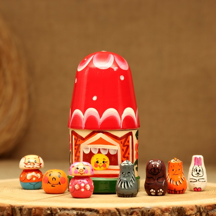 Пальчиковый театр «Колобок», теремок и 7 кукол, 14 см Пальчиковый театр «Колобок», теремок и 7 кукол, 14 см