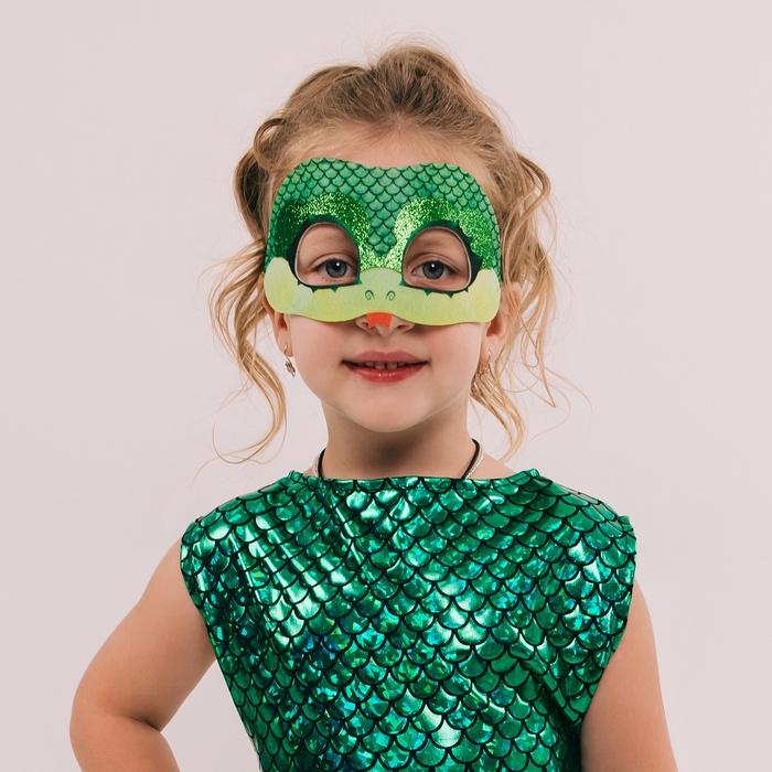 Новый год! Карнавальная маска &laquo;Сверкающая змейка&raquo; зелёная с блёстками