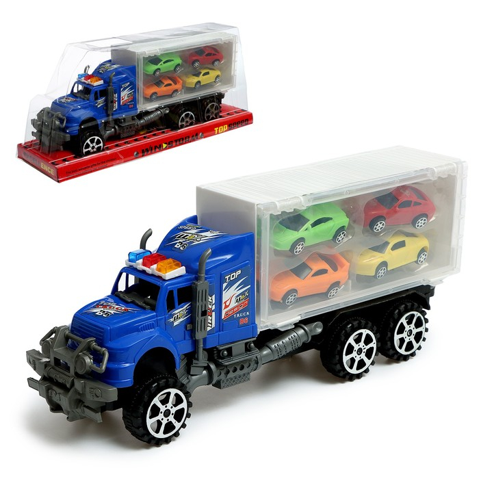 Грузовик инерционный «Автовоз», с 4 машинками, МИКС Грузовик инерционный «Автовоз», с 4 машинками, МИКС