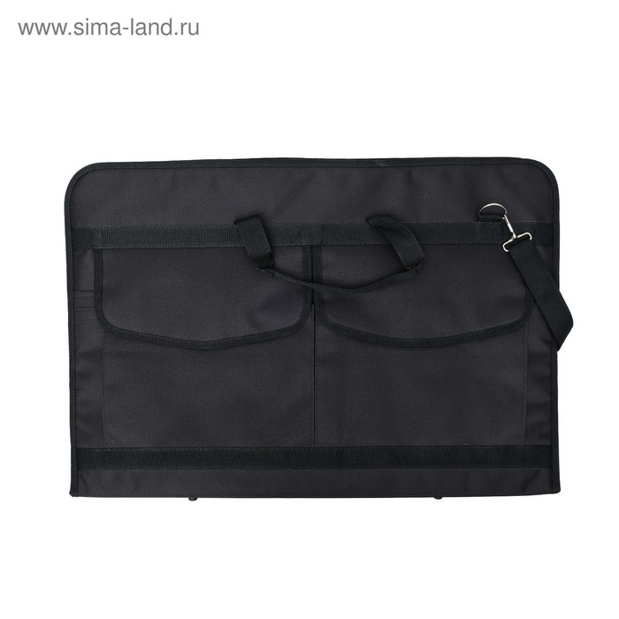 Папка для чертежей и рисунков А2, 640 х 450 х 30 мм, с ручками, текстильная, Estado, 3 кармана, цвет чёрный, Папка для чертежей и рисунков А2, 640 х 450 х 30 мм, с ручками, текстильная, Estado, 3 кармана, цвет чёрный,