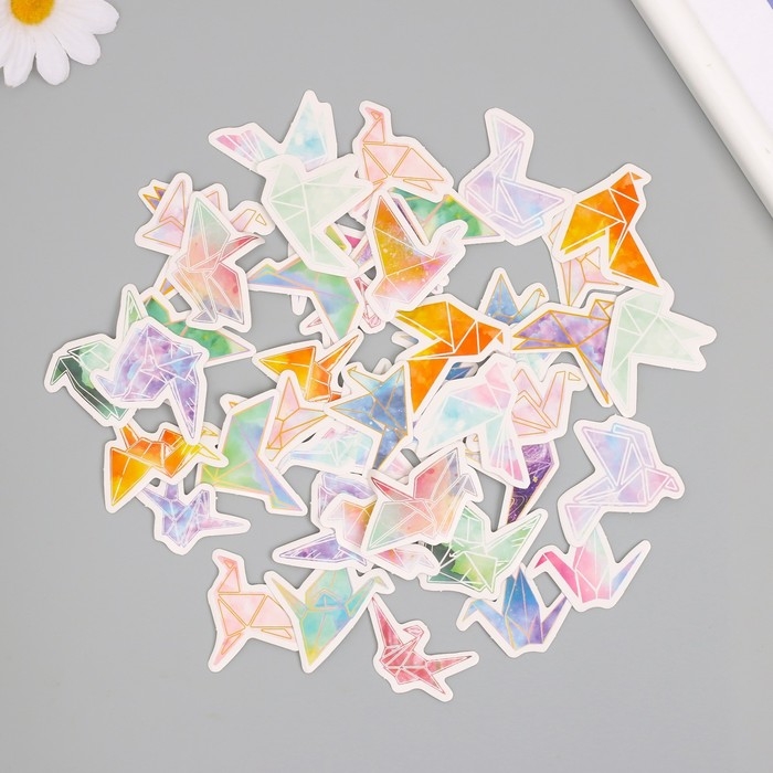 Наклейки для творчества "Бумажные журавлики" набор 46 шт 6,4х4,4 см