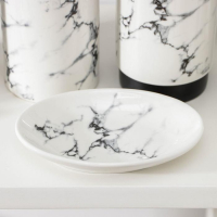 Набор аксессуаров для ванной комнаты &laquo;Мраморный металл&raquo;, 4 предмета (мыльница, дозатор 400 мл, два стакана), цвет белый