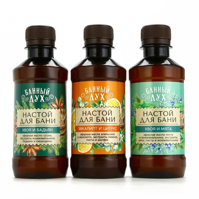 Подарочный набор БАННЫЙ ДУХ &laquo;С лёгким паром&raquo;, настой для бани, 3х250 мл, Новый Год