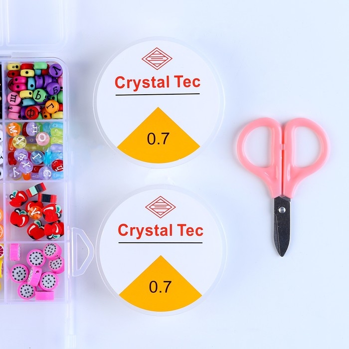 Набор для создания украшений с русским алфавитом, набор 24 вида бусин, 2 лески, ножницы