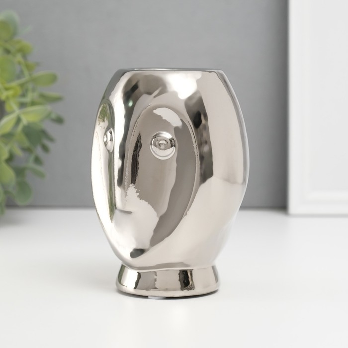 Подсвечник керамика на 1 свечу Подсвечник керамика на 1 свечу "Сова Сипуха" d=3,5 серебро 9х8,5х12,5 см