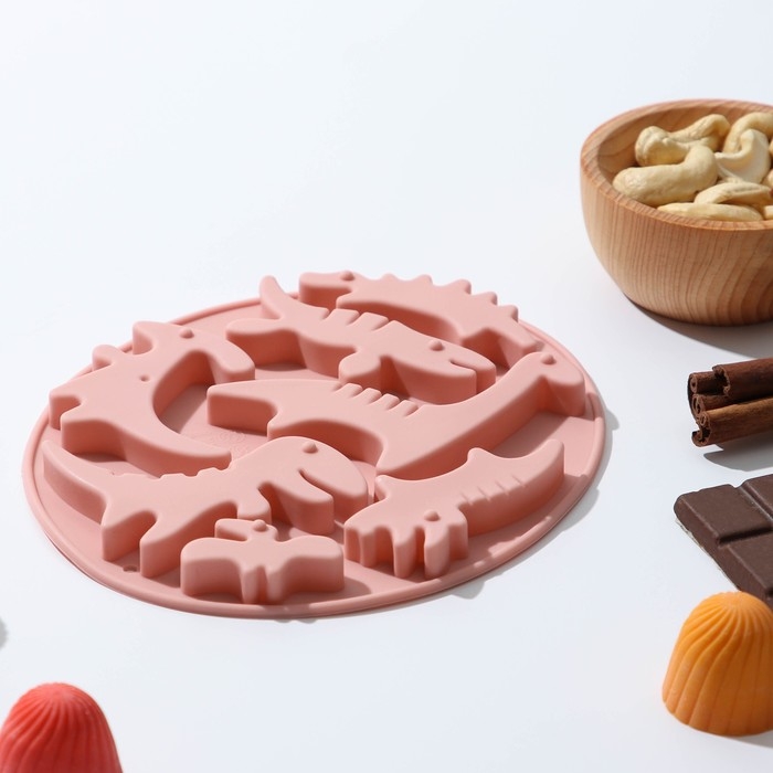 Форма для шоколада Доляна «Дино», силикон, 16,5×14×1 см, 7 ячеек, цвет МИКС Форма для шоколада Доляна «Дино», силикон, 16,5×14×1 см, 7 ячеек, цвет МИКС