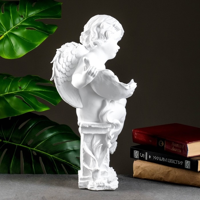 Фигура Фигура "Ангелочек с чашей" белый, 13х15х43см