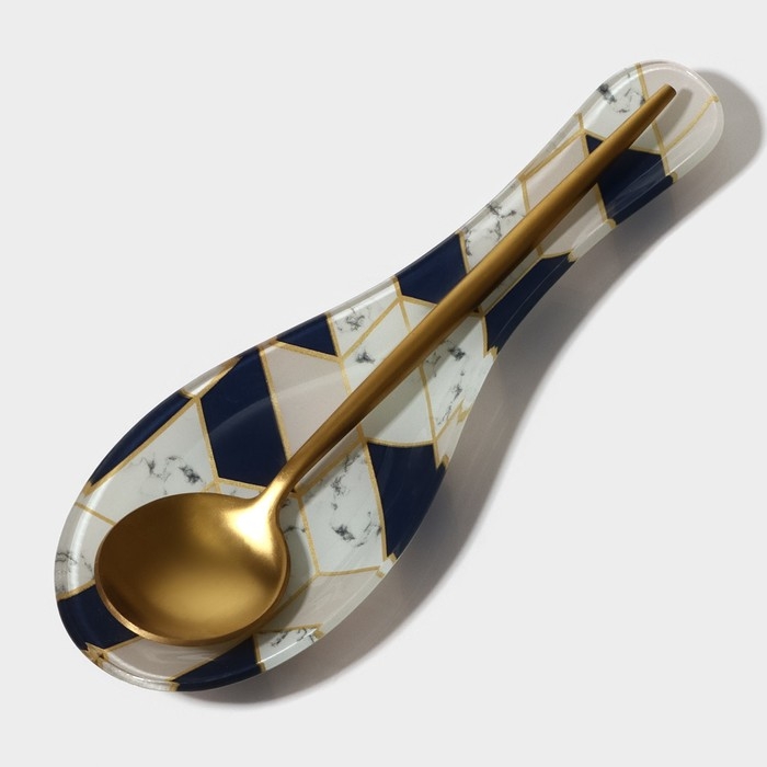 Подставка стеклянная под ложку Доляна «Розовый мрамор», 23,5×8,3×1,5 см Подставка стеклянная под ложку Доляна «Розовый мрамор», 23,5×8,3×1,5 см