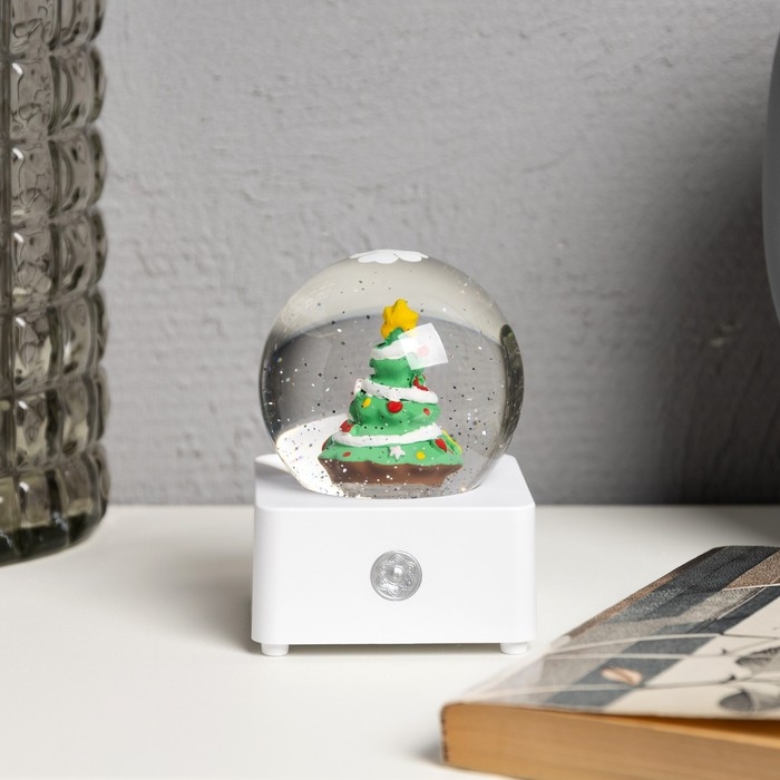 Светодиодная фигура &laquo;Шар с ёлкой&raquo; 10 &times; 14.3 &times; 10 см, пластик, USB, свечение тёплое белое