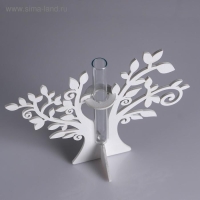 Кашпо деревянное 21×7.6×18.6 см с 1 колбой "Дерево", белый Кашпо деревянное 21×7.6×18.6 см с 1 колбой "Дерево", белый