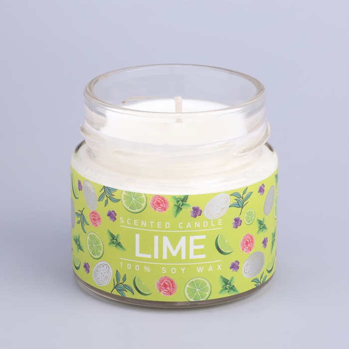 Свеча ароматическая в банке Свеча ароматическая в банке "Мятный лайм", совый воск, 80 г