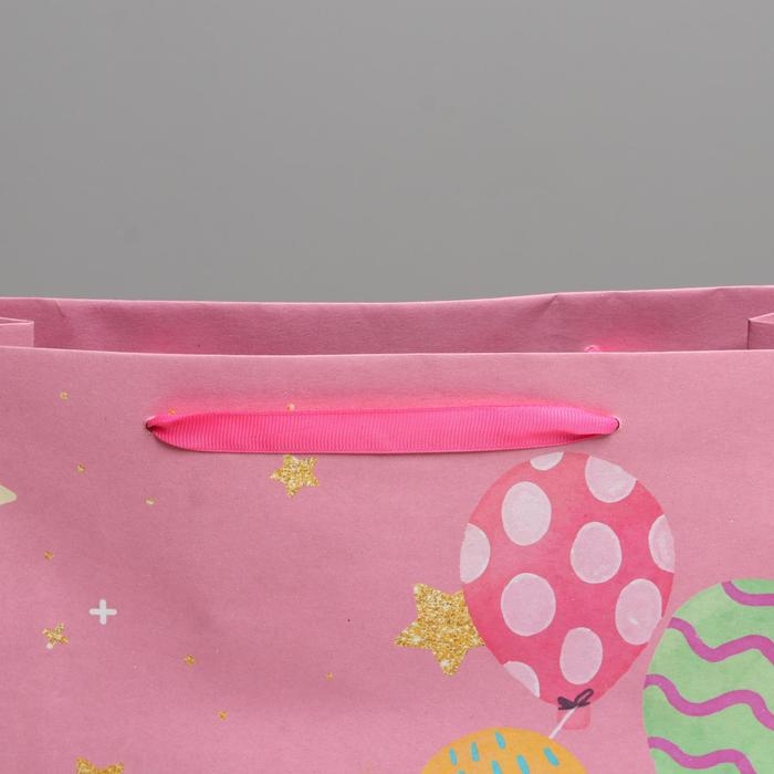 Пакет подарочный крафтовый вертикальный, упаковка, &laquo;Единорожек&raquo;, L 31 х 40 х 11,5 см