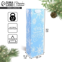 Пакет под бутылку, треугольный &laquo;Мечты&raquo;, 13 х 32 х 11.3 см, Новый год