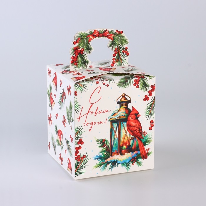 Коробка новогодняя складная «Новогодняя ботаника» 14 х 16 х 14 см, Новый год Коробка новогодняя складная «Новогодняя ботаника» 14 х 16 х 14 см, Новый год