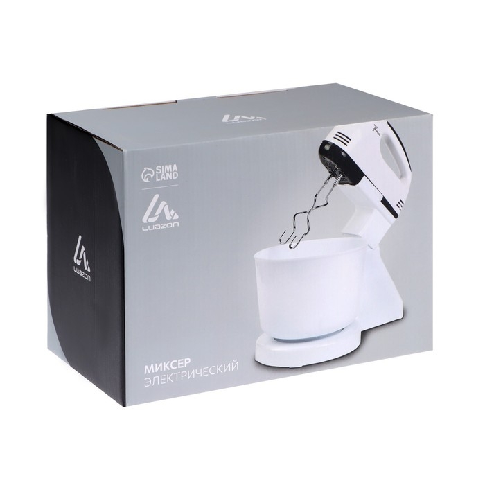 Миксер Luazon LMR-04, ручной, 180 Вт, 7 скоростей, 4 насадки, бело-чёрный Миксер Luazon LMR-04, ручной, 180 Вт, 7 скоростей, 4 насадки, бело-чёрный