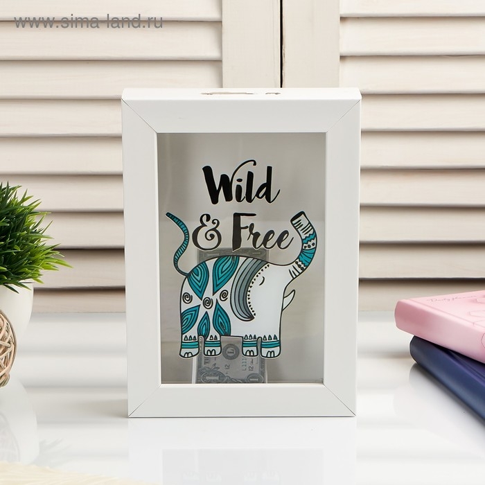 Копилка интерьерная пластик "Дикий и свободный слон" 17х12х3,8 см
