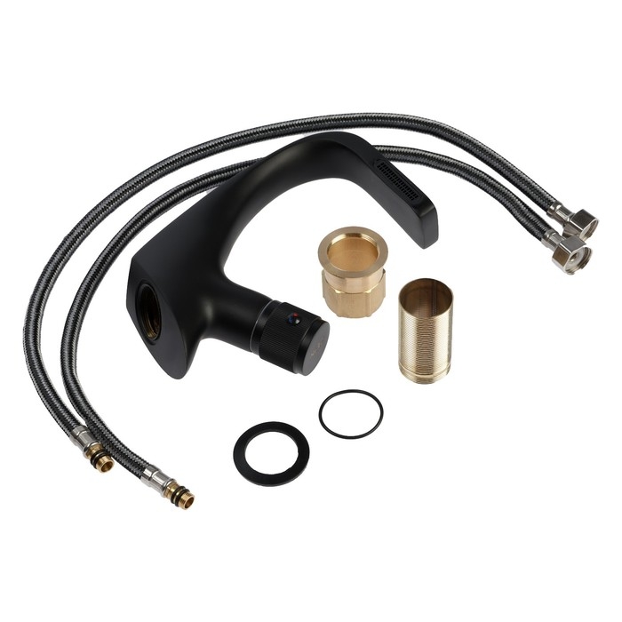 Смеситель для раковины ZEIN Z3877, однорычажный, интерьерный, высота 16 см, латунь, черный Смеситель для раковины ZEIN Z3877, однорычажный, интерьерный, высота 16 см, латунь, черный