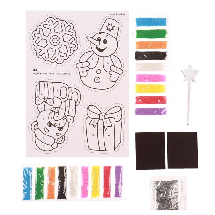 Магнит - фреска своими руками на новый год «Снеговик и мишка», набор 4 шт, набор для творчества Магнит - фреска своими руками на новый год «Снеговик и мишка», набор 4 шт, набор для творчества