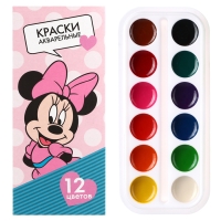 Акварель медовая &laquo;Минни&raquo; Минни Маус, 12 цветов, в картонной коробке, без кисти